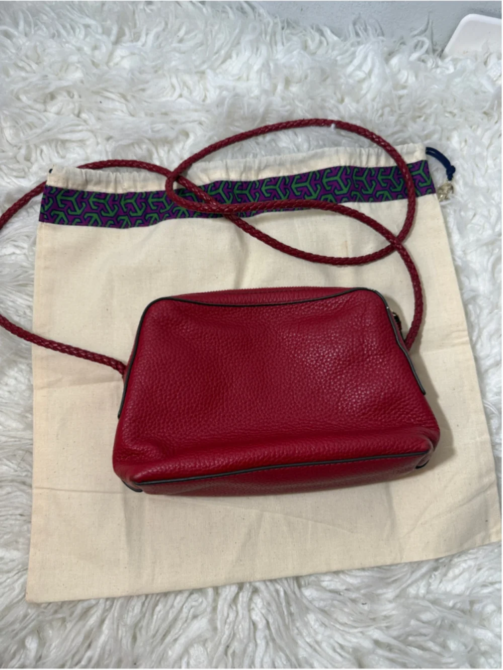 Tory Burch Deep red crossbody with braided strap small